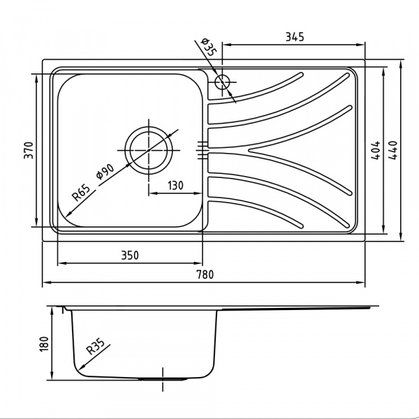 Мойка кухонная из нержавеющей стали IDDIS ARRO ARR78PLi77 78*44 см.  Мойка кухонная из нержавеющей стали IDDIS ARRO ARR78PLi77 78*44 см.