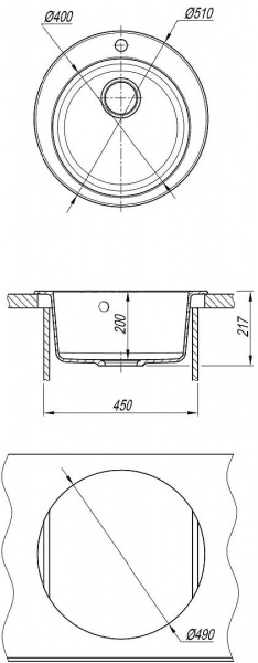 Мойка кухонная из литьевого мрамора Dr. Gans ГАЛА 25.010.B0510.407 51*51 см. черный