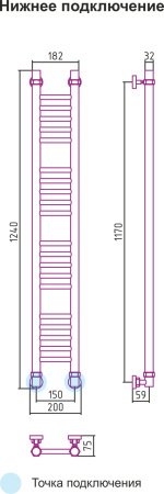 Полотенцесушитель водяной Сунержа БОГЕМА+ 00-0220-1215 1200х150 