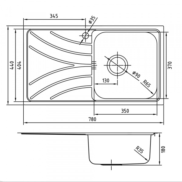 Мойка кухонная из нержавеющей стали IDDIS ARRO ARR78SRi77 78*44 см. 