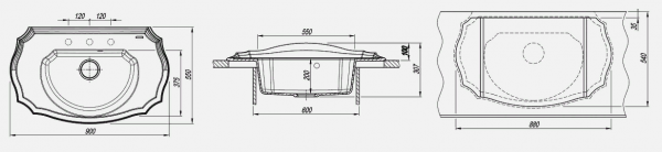 Мойка кухонная керамогранитная Florentina ЭМИЛИЯ 20.340.D0900.104 90*55 см. бежевый
