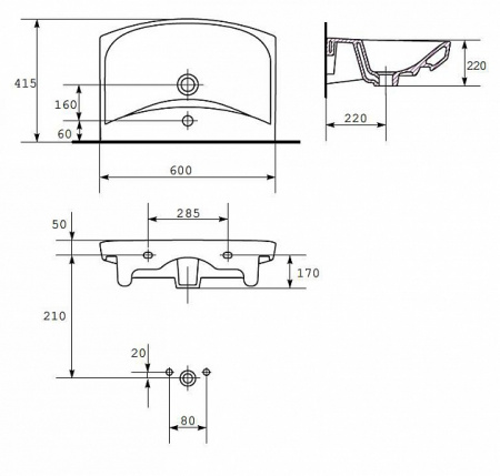 Раковина Cersanit CARINA S-UM-CAR60/1-w 60 