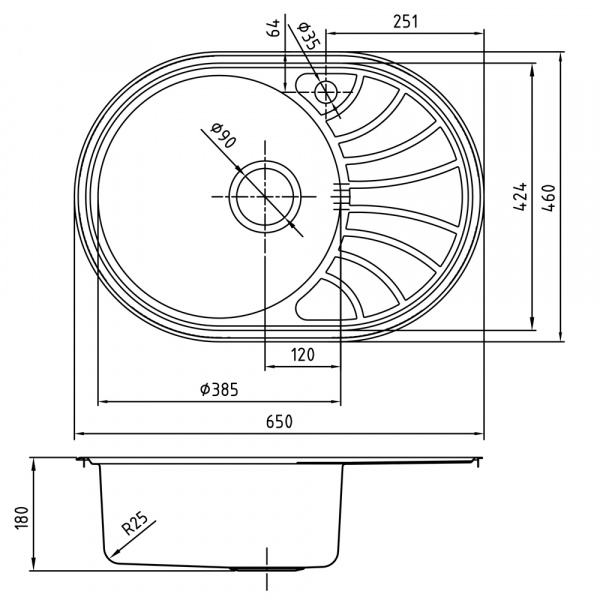 Мойка кухонная из нержавеющей стали IDDIS SUNO SUN65SLi77 65*46 см.  Мойка кухонная из нержавеющей стали IDDIS SUNO SUN65SLi77 65*46 см.