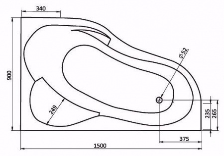 Ванна акриловая Santek ИБИЦА 1.WH11.2.035 150x100 см. правая 