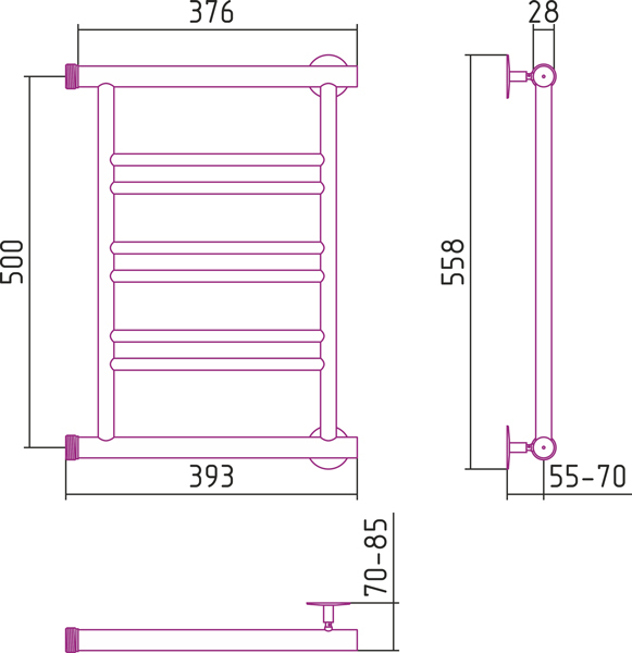 Полотенцесушитель водяной Стилье МИНОР 00601-5040 500х400 