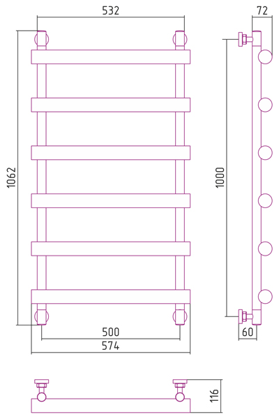 Полотенцесушитель водяной Сунержа АТЛАНТ 00-0226-1050 1000х500 