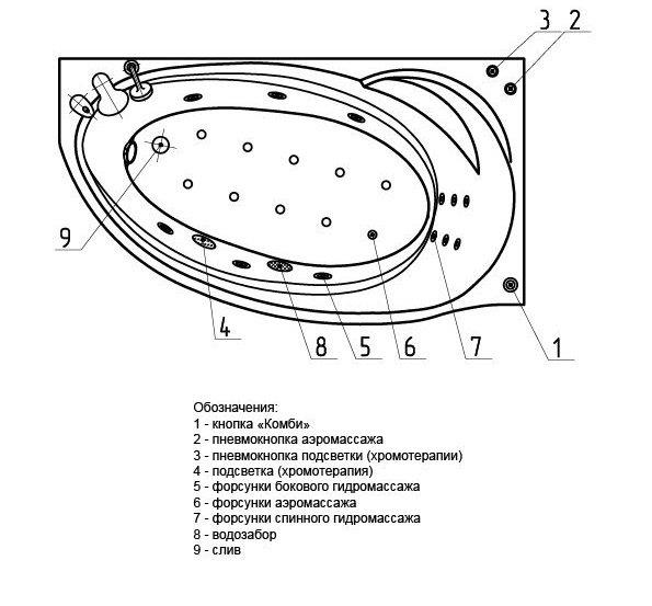 Ванна акриловая Aquatek БЕТТА  160x97 см. правая 