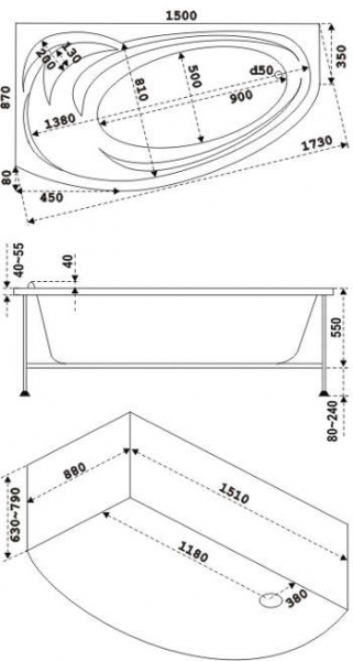 Ванна акриловая BAS ФЭНТАЗИ В 00040  