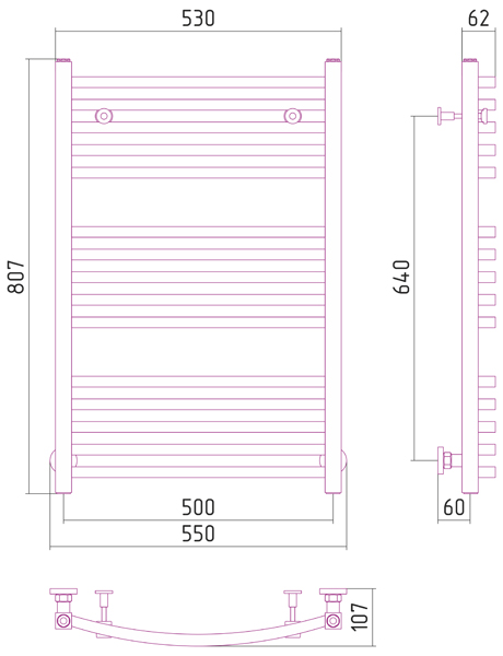 Полотенцесушитель водяной Сунержа АРКУС 00-0251-8040 800х400 