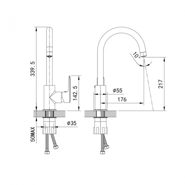 Смеситель IDDIS CUBA CUBBNFJi05 для кухонной мойки  Смеситель IDDIS CUBA CUBBNFJi05 для кухонной мойки