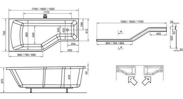 Ванна акриловая Ravak BEHAPPY C171000000 170x75 см. правая 