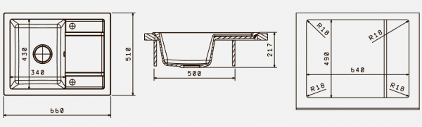 Мойка кухонная керамогранитная Florentina ЛИПСИ 660 20.155.C0660.302 66*51 см. антрацит
