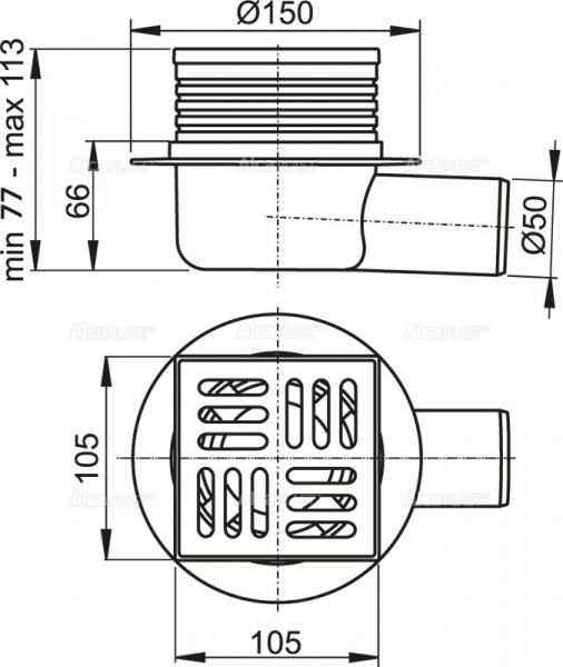 Трап сливной Alcaplast  APV26   Трап сливной Alcaplast  APV26