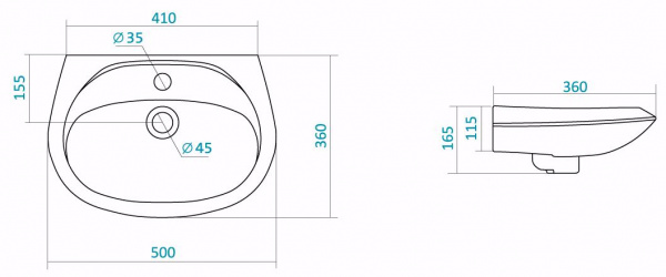 Раковина Santek БРИЗ 1.WH11.0.451  