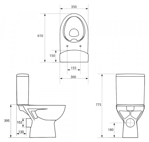 Унитаз-компакт Cersanit PARVA S-KO-PA011-3/6-COn-DL-w безободковый  Унитаз-компакт Cersanit PARVA S-KO-PA011-3/6-COn-DL-w безободковый