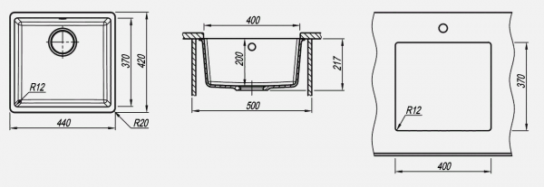 Мойка кухонная керамогранитная Florentina ВЕГА 400 22.315.C0400.105 44*42 см. коричневый