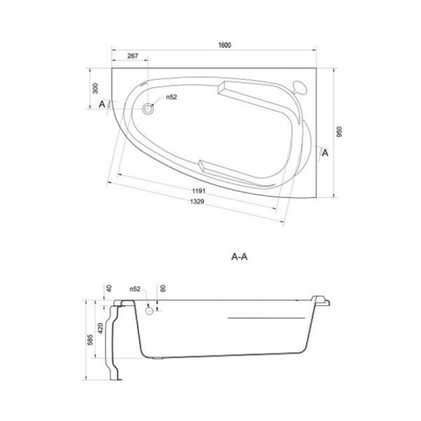 Ванна акриловая Cersanit JOANNA 63339 160x95 см. правая  Ванна акриловая Cersanit JOANNA 63339 160x95 см. правая
