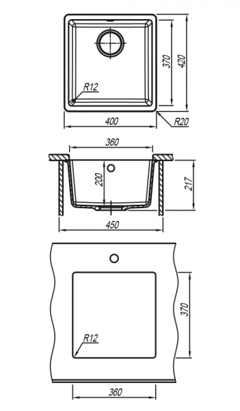 Мойка кухонная керамогранитная Florentina ВЕГА 360 22.310.B0360.107 40*42 см. песочный