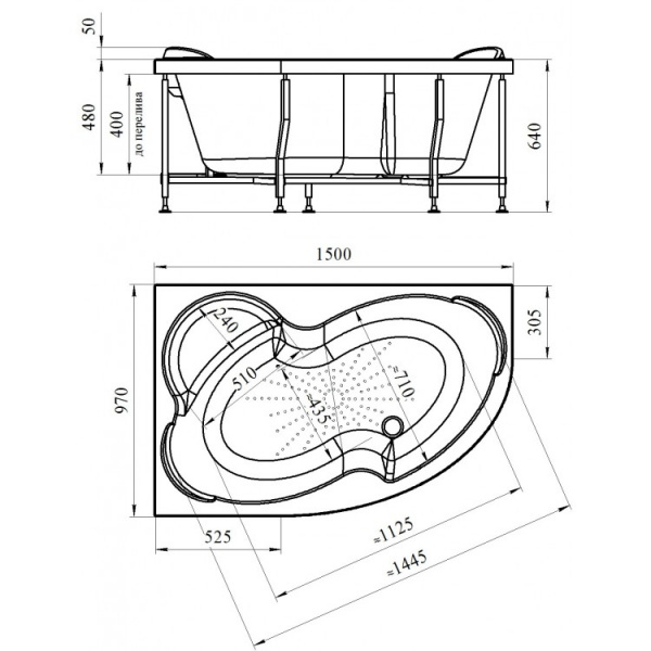 Ванна акриловая Vannesa ИРМА2  150x97 см. левая 